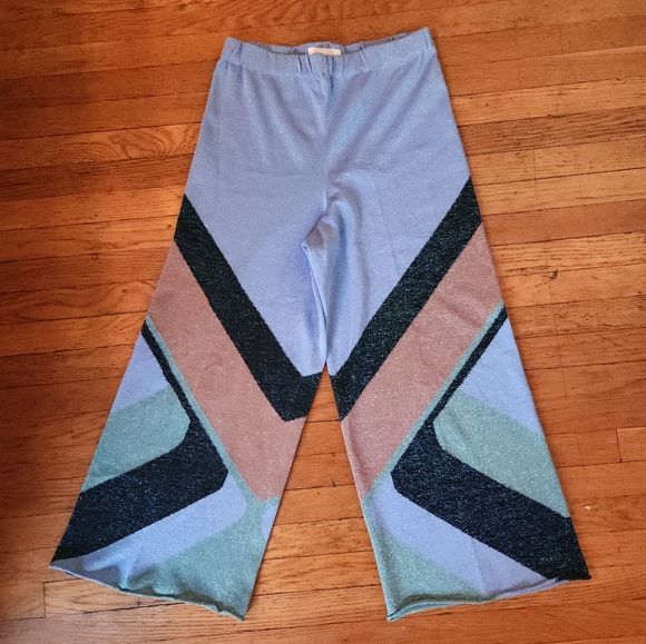 CIRCUS HOTEL Glitter Knit Geometric Colorblock Trousers - Picture 6 of 12